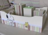 Cesta higiene + trio de potes em mdf tema Snoopy